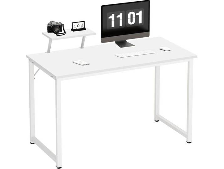 SogesHome Bureau d'ordinateur avec étagères de rangement pour salle à manger salon cuisine 100 x 50 cm blanc