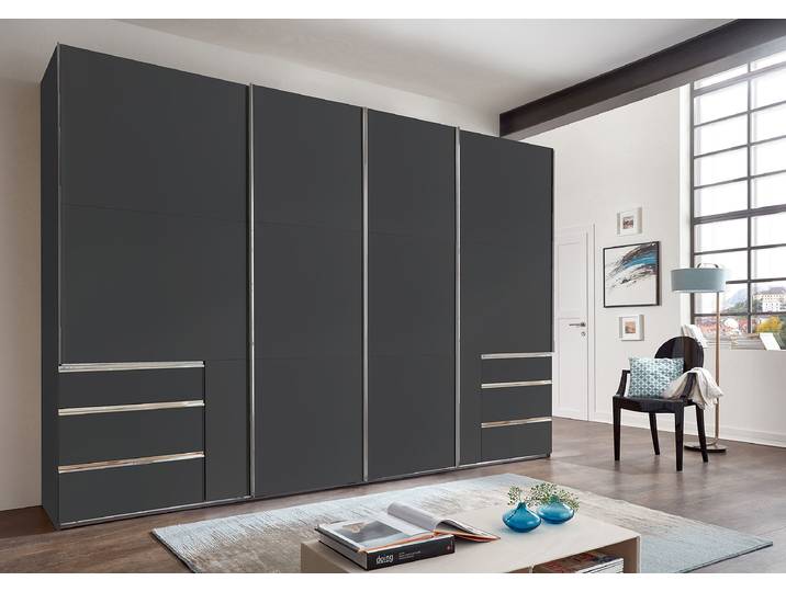 Schwebetürenschrank Level36 236 cm Typ C 300 x 236 x 65cm 6 Grau/Graphit Chrom ohne Spiegeltür/-en
