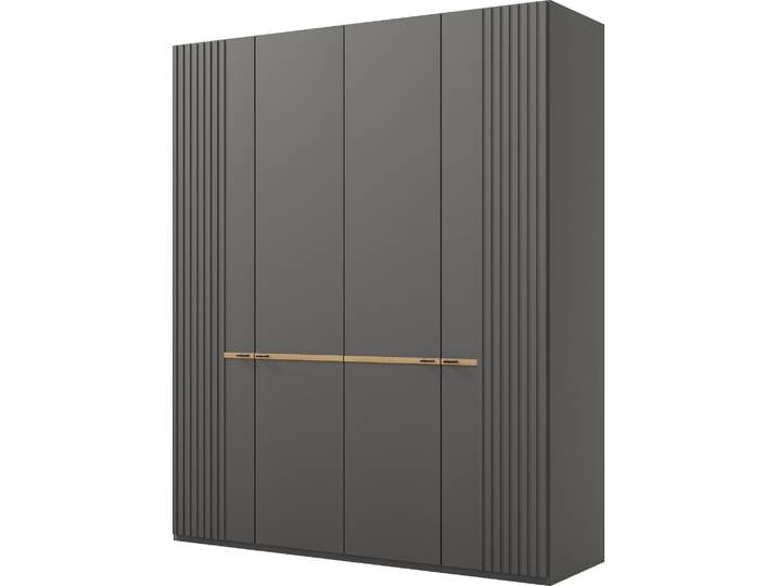 Drehtürenschrank, Hartfaserplatte, Grau, 197,3×236×58 cm, 4 Türen, Musterring