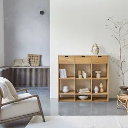 Niedriges Bücherregal Miho aus massivem Eichenholz und Premium-Terrazzo White