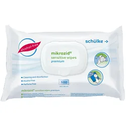 Schülke | Mikrozid Sensitive Wipes Premium | Alkoholfreie Schnelldesinfektion | 100 Tücher