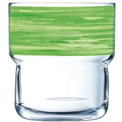 12x Arcoroc Stapelbecher 0,22 l aus gehärtetem Glas Form BRUSH LOG Green / Grün von Arcoroc