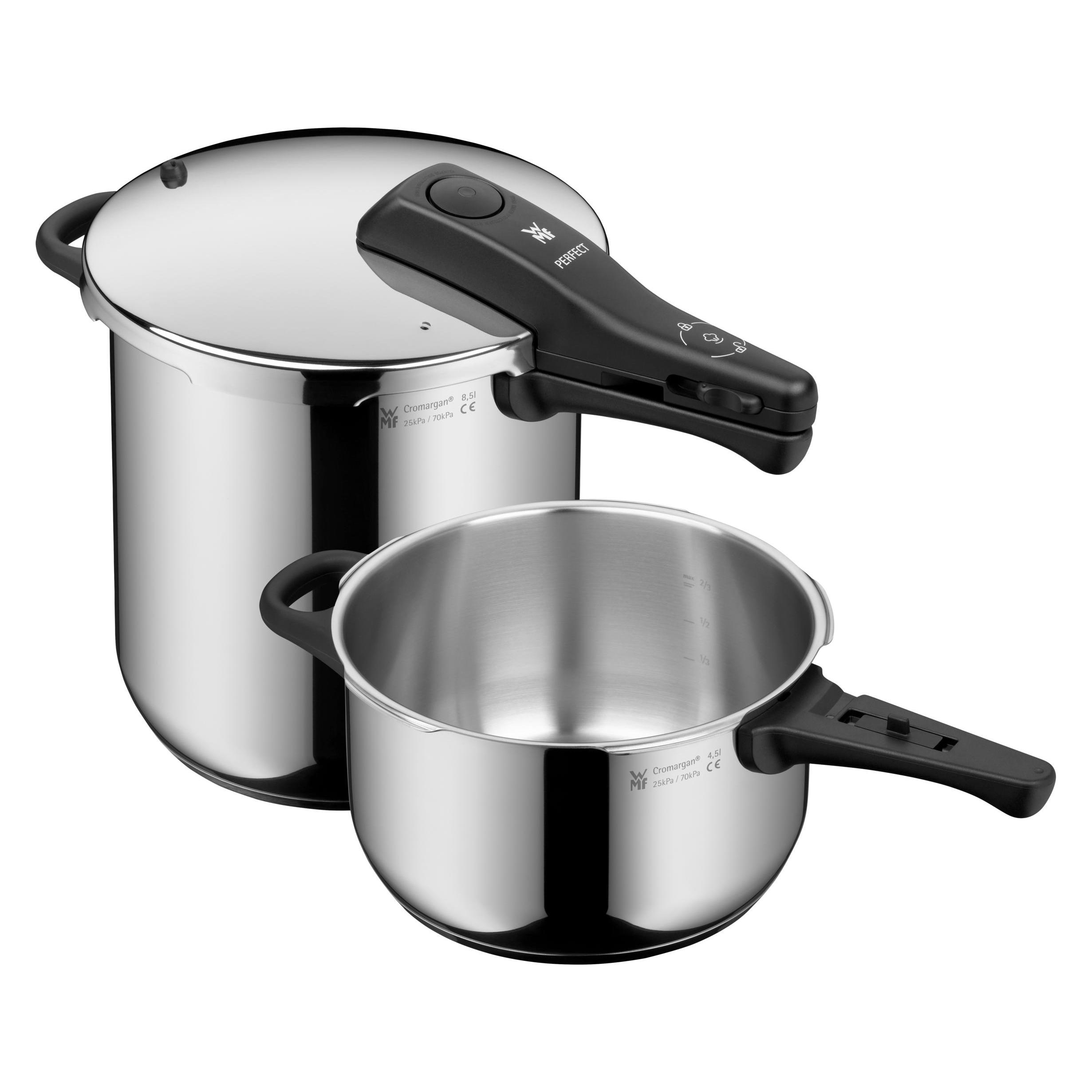 WMF Schnellkochtopf Set 2tlg 8,5+3l grosses Kochsignal Perfect Induktion Edelstahl (1512007233)