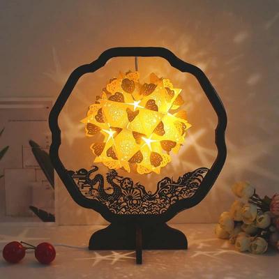 Inspired Deals DIY Paper Carving Lamp USB Shadow Light Paper Art Table Lamp Handmade Decorative Night Light Round shaped