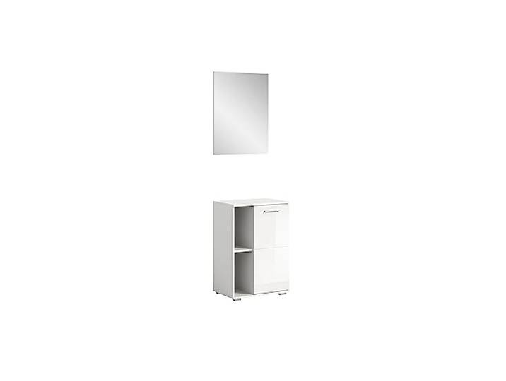xonox.home - Garderobenkombination Prego 2-TLG. Set 55x191x37 cm in weiß und weiß Hochglanz - Dielenmöbel Garderobenschrank Flurmöbel Eingangsbereich - Zeitloses Design
