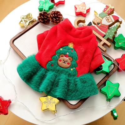 Uplifted Goods Christmas Bear Skirt Pet Dress For Cozy Holiday Warmth red Green l