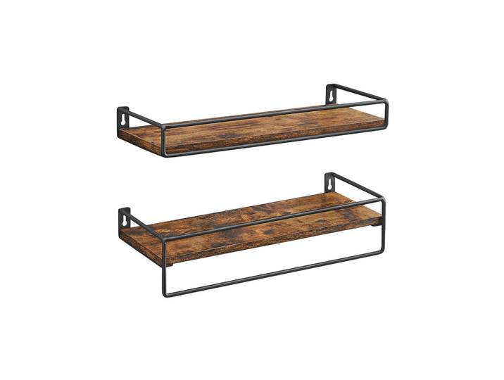 Hansiro Wandregal Schweberegal 2Er-Set, Braun, Holzwerkstoff, 15.5x5x40 cm, Wohnzimmer, Regal, Wandregal