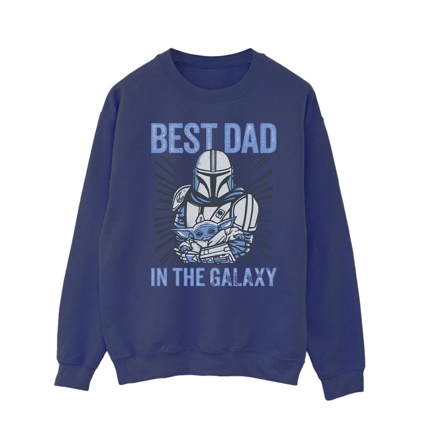 Star Wars Mandalorian Best Dad Galaxy Sweatshirt Heren (Marineblauw)