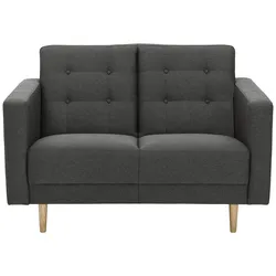 2-Sitzer-Sofa Jasmin Anthrazit Flachgewebe mit Schlaffunktion