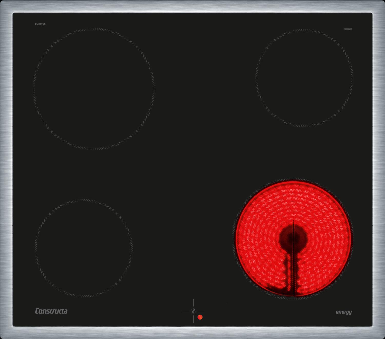 Constructa Electric hob, 60 cm, control panel on the cooker, Black, surface mount with frame, CM31054