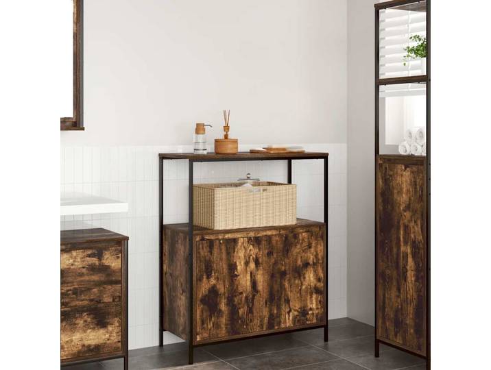 vidaXL Badschrank mit Regalen Räuchereiche 76,5x35x95 cm