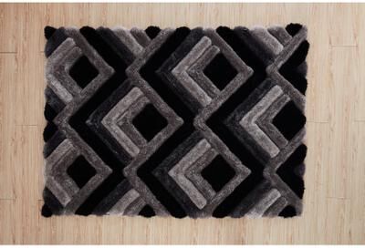 MDA Rugs Mateos Shag Collection Grey/Beige/Black Area Rug