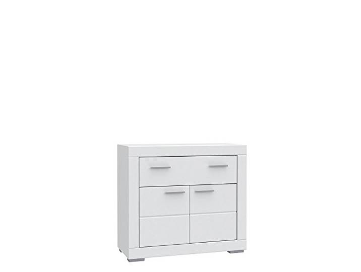FORTE Snow Commode\, 2 Portes\, 1 tiroir\, matériau en Bois\, Blanc Mat\, 95\,7 x 41\,7 x 86\,5 cm