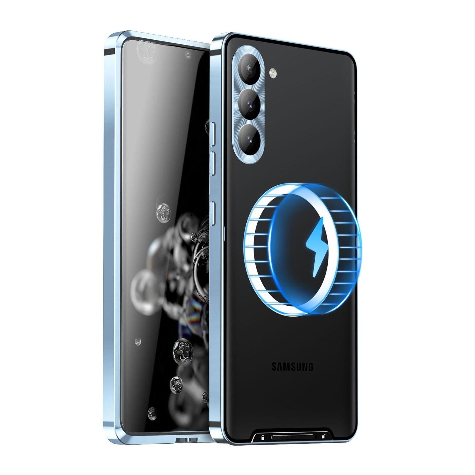 Für Samsung Galaxy S25 Plus 5G Magnetische Magsafe Frosted Metall Design Schutz Hülle Cover Blau