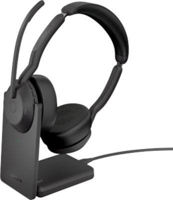 Headset Jabra Evolve2 55 link380c Stereo, mit Ladestation, Reichweite bis 30 m, bis 10 h, UC-optimiert, schwarz