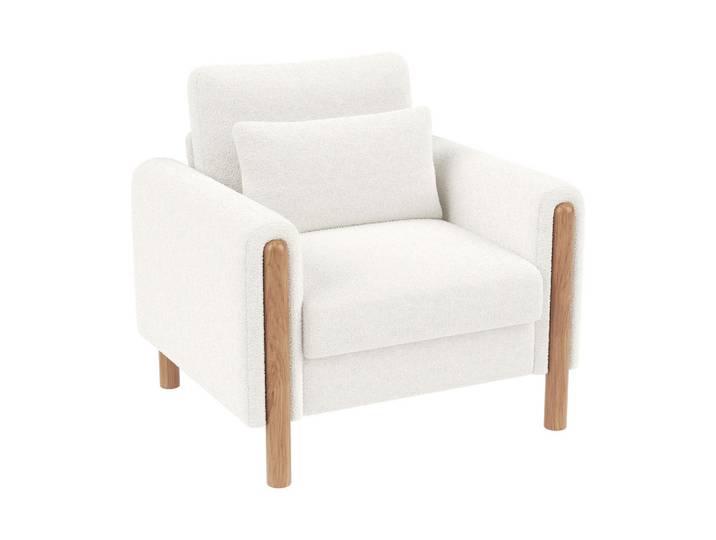 ComfortXL Sessel De-33205 mit dickem Teddy-Polster Weiß, 87x88.5x83 cm, Wohnzimmer, Sessel, Polstersessel