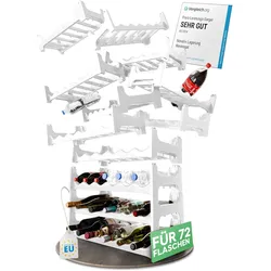Weißes , Modulares Flaschenregal für 72 Weinflaschen - Stapelbar , Erweiterbar , Robust - Ideal für Weinlagerung in Keller , Gastronomie & Zuhause , Getränkeschrank , Weinregal stapelbar