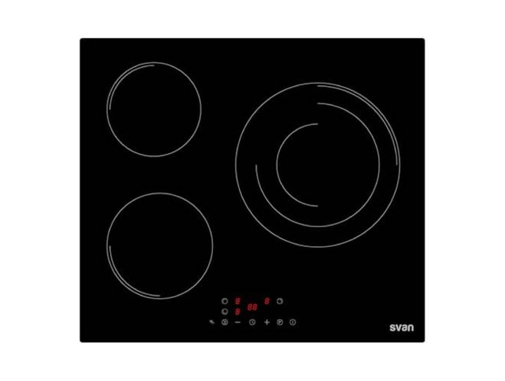 Svan OI36B00 Induktionskochfeld, Glas, schwarz, 3 Kochzonen, 6200 W, 9 Kochstufen, Touch-Steuerung, Booster Leistungssteigerung, Sicherheitsverriegelung, Timer