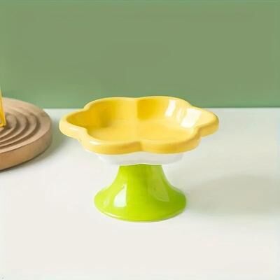 Uplift Essentials Premium Flower Design Elevated Ceramic Pet Bowl yellow