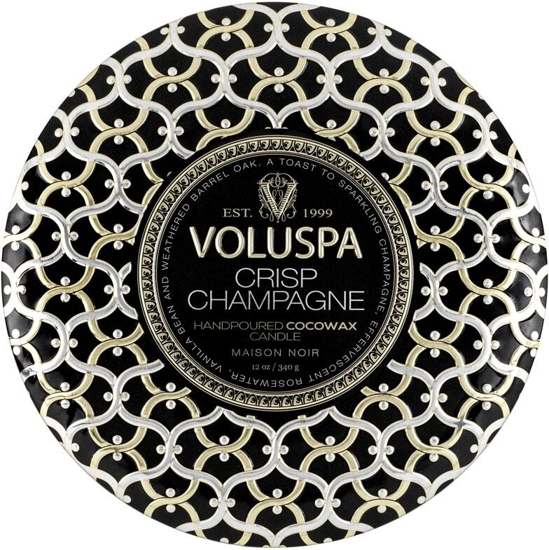 Voluspa 3-Wick Candle Decorative Tin Crisp Champagne 340g