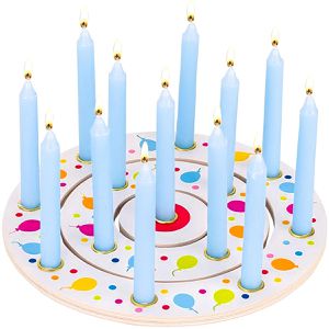Goki Kerzenständer 60747, Geburtstagskranz Luftballons, Kerzenhalter, Holz, Durchmesser 20,9 cm