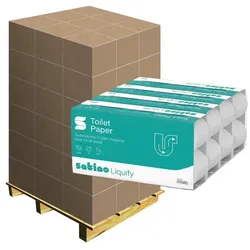 Wepa liquify Kleinrollen 3-lagig weiß Palette 2112 Rollen Palette mit 2112 Rollen x 250 Blatt, hochweiß, wasserlöslich