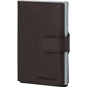 Samsonite Kreditkartenetui Alu Fit Slide-Up Wallet, Echt Leder, für 8 Karten, dunkelbraun, mit Geldscheinfach und RFID Schutz