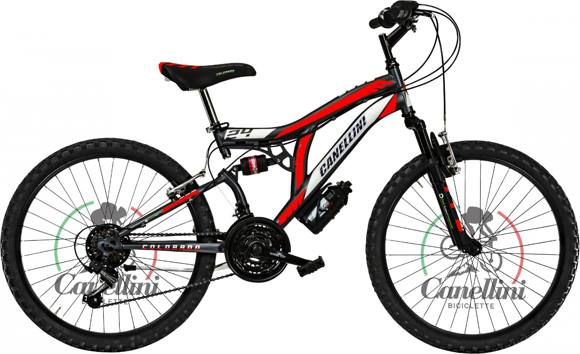 Kinderfahrrad MTB Canellini COLORADO 24" Full Suspension - Schwarz/Rot