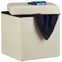 relaxdays Faltbarer Sitzhocker - Kunstleder beige