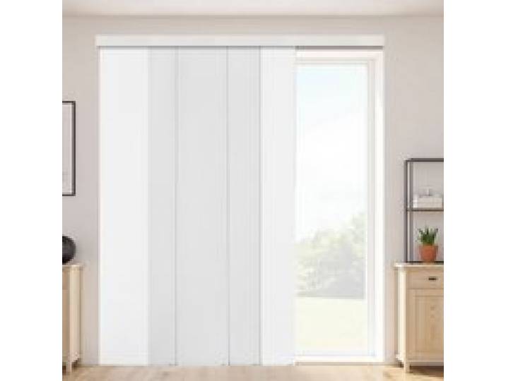 VEVOR Flächenvorhänge, ausziehbare Schiene von 116 cm bis 218 cm (B), zuschneidbare Flächenvorhänge bis 243 cm (H), einstellbare Schiebegardinen für Schiebetüren Terrassentüren weiß