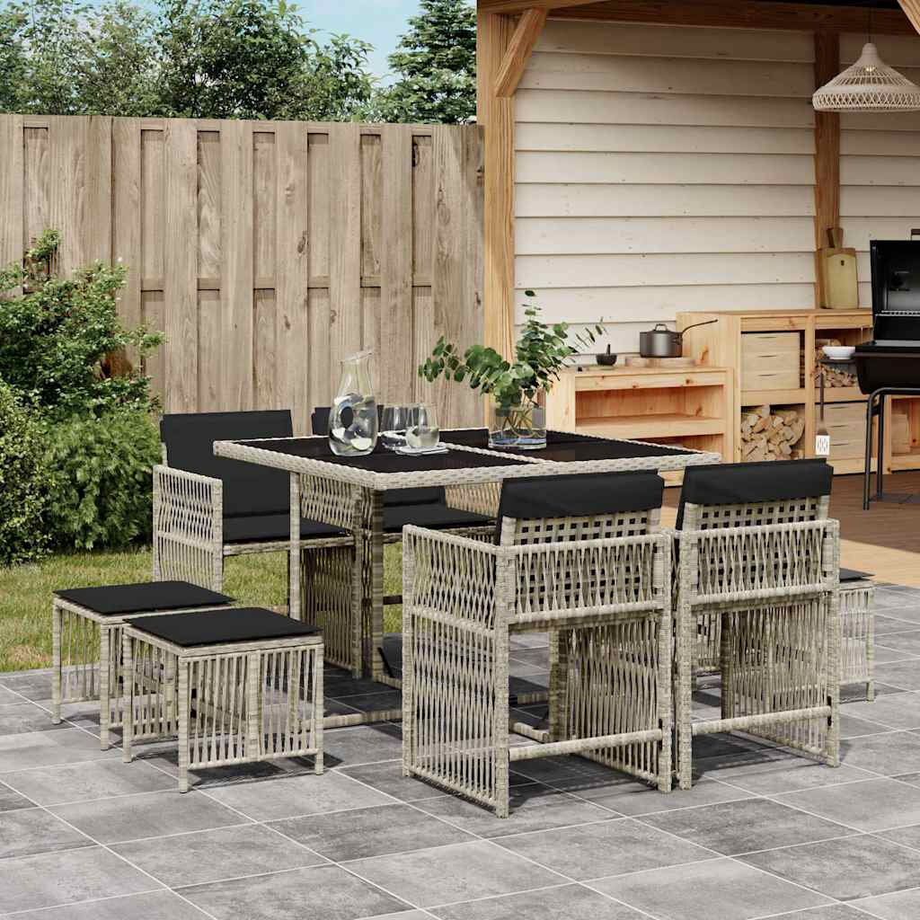 Highland Dunes Patio Dining Set with Light Grey/Black