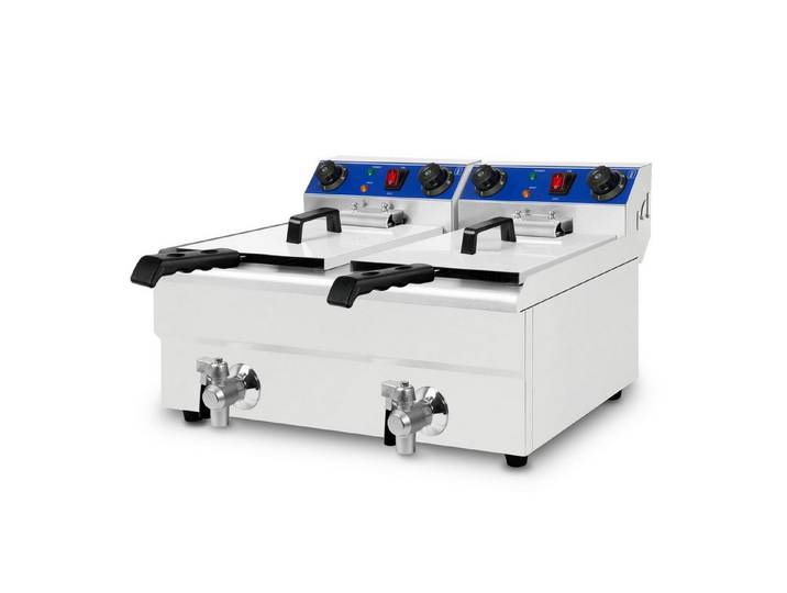 vertes Fritteuse, 3000 W, 230V, Kaltzonenprinzip, 2 Körbe, Gastro Fritöse