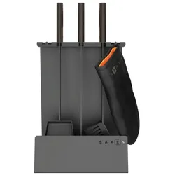 OutInFire 3-teiliges Kaminbesteck-Set aus Stahl und Holz Schwarz - Set 4 L