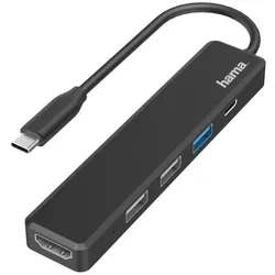 Hama USB-C Hub 5 Anschlüsse 4K HDMI Adapter schwarz