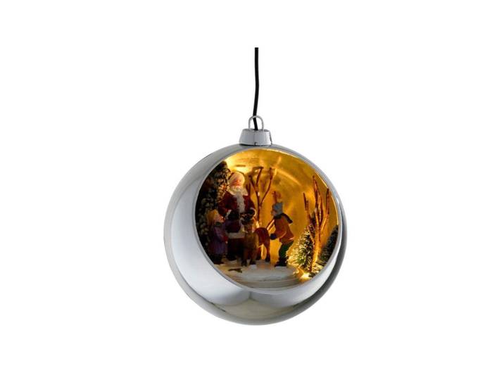 Laalu Weihnachtsdekoration LED Silber, 13 cm, batteriebetrieben, mit rotierendem Effekt, Silberfarben, Kunststoff, Rund, LED integrated, 27 cm, Lampen & Leuchten, Innenbeleuchtung, Dekoleuchten, Lichterketten