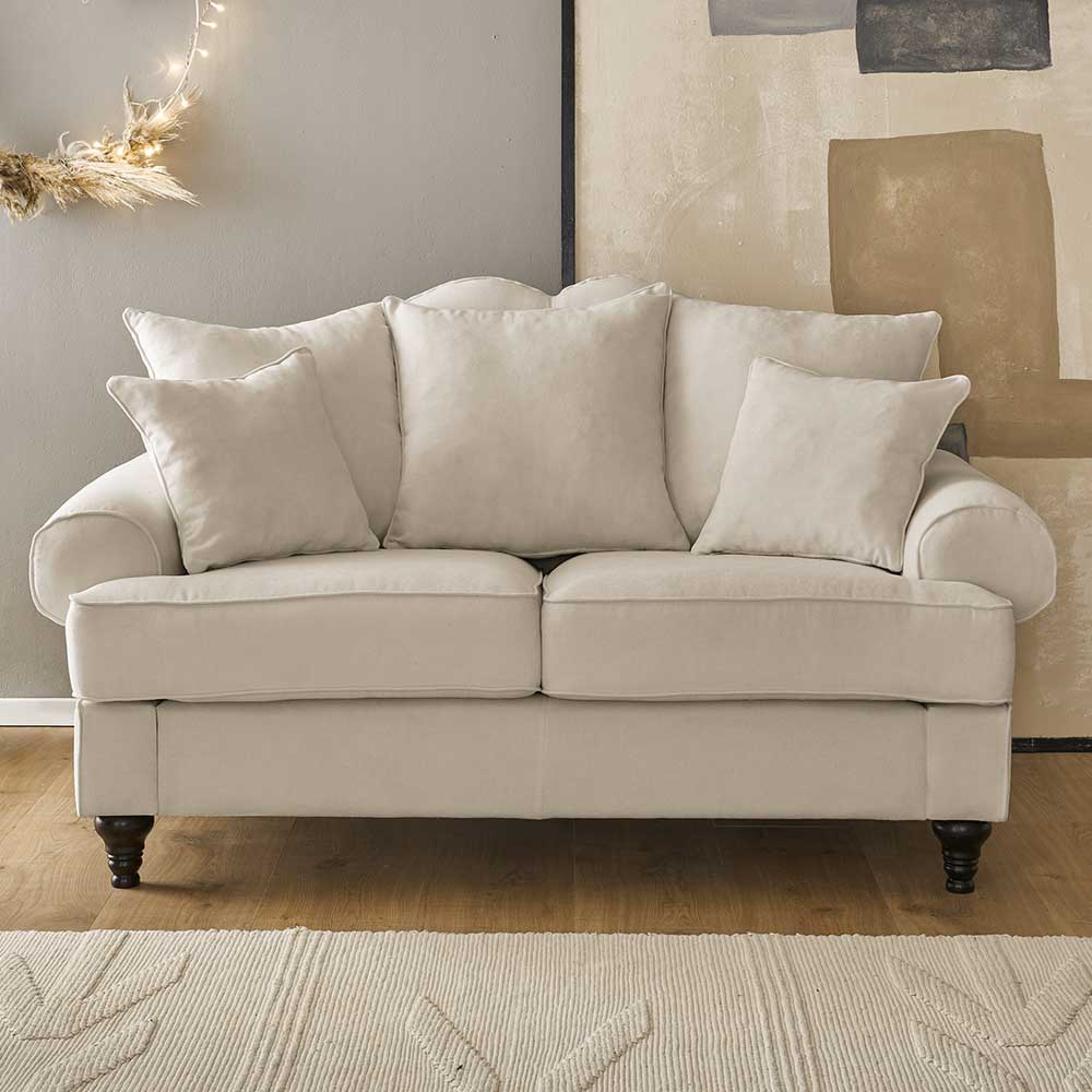 Pharao24.de Landhaus Stil Sofa Beige im Vintage Look zwei Sitzplätzen