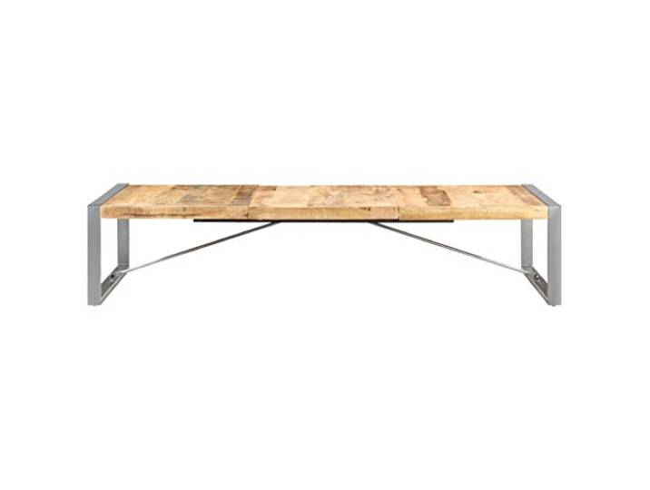 RJPLMFV Couchtisch, Mangoholz, ungeschliffen, 180 x 90 x 40 cm Industrieller Stil, Füße aus pulverbeschichtetem Stahl, einzigartige Holzmaserung, langlebig