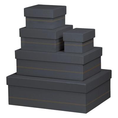 Rhodiarama Set mit 5 ineinander schachtelbaren Boxen aus Kunstleder, 44x34x16cm - Titan 194556C