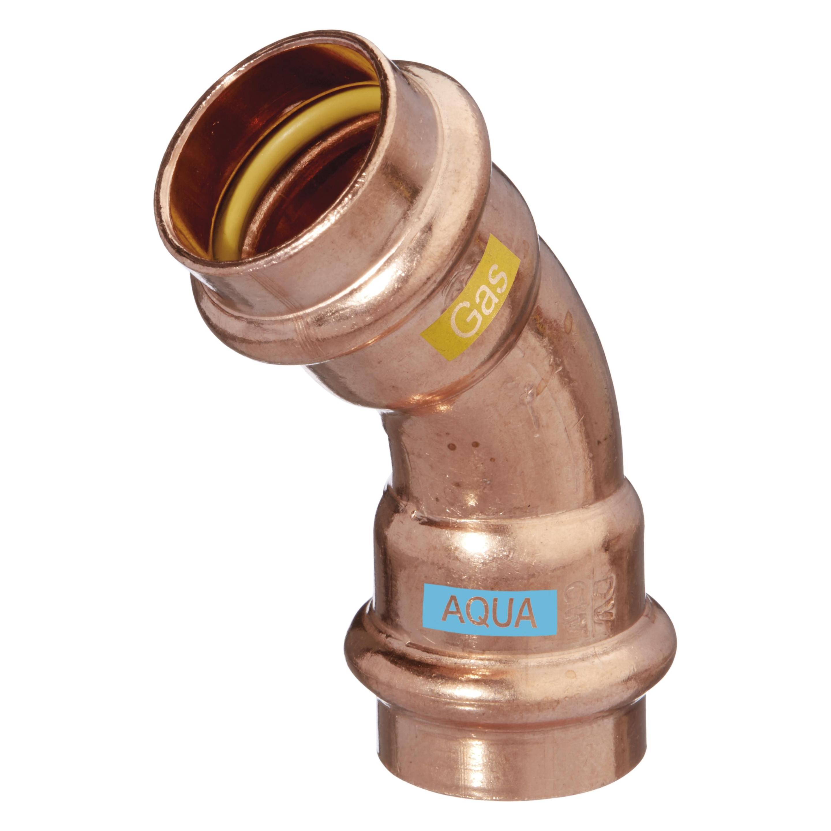 Hermann schmidt HS Bogen V-Press Copper AQUAGAS 45Grad, I/I, 18x18mm (Pressverbindung) (452301818)