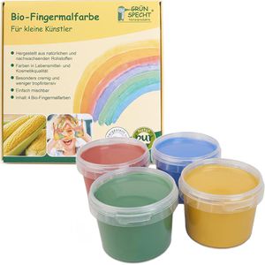GRÜNSPECHT Fingerfarbe 691-00 Bio-Fingermalfarbe, 4 Farben je 120 ml, auswaschbar