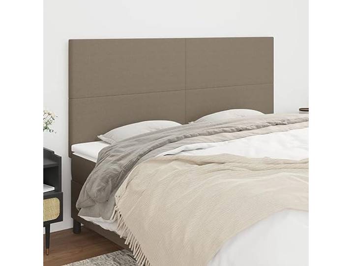 KTHLBRH Kopfteil aus 4 Teilen aus Stoff, Taupe, klassisch, elegantes Design, höhenverstellbar, für Rückenstütze, robustes und atmungsaktives Material, mit Beinen aus Massivholz