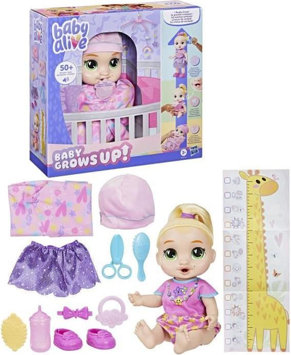Hasbro Baby Alive Bébé grandit LaLa GooGoo interactieve pop met accessoires voor kinderen vanaf 3 jaar