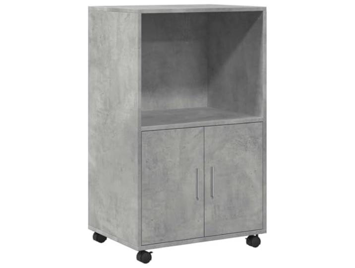 Kaorsrow Rollschrank Betongrau 55x40x91cm Beistellschrank mit Rollen Mobiler Beistellwagen aus Holzwerkstoff mit offenem Fach und Tür. Ideal für Büro, Küche und Schlafzimmer geeignet.