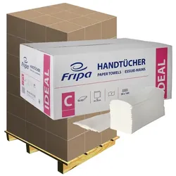 Papierhandtücher Fripa Ideal hochweiß 25x33 cm Palette Palette mit 28 x 3600 Blatt, 1-lagig, Zellstoffqualität