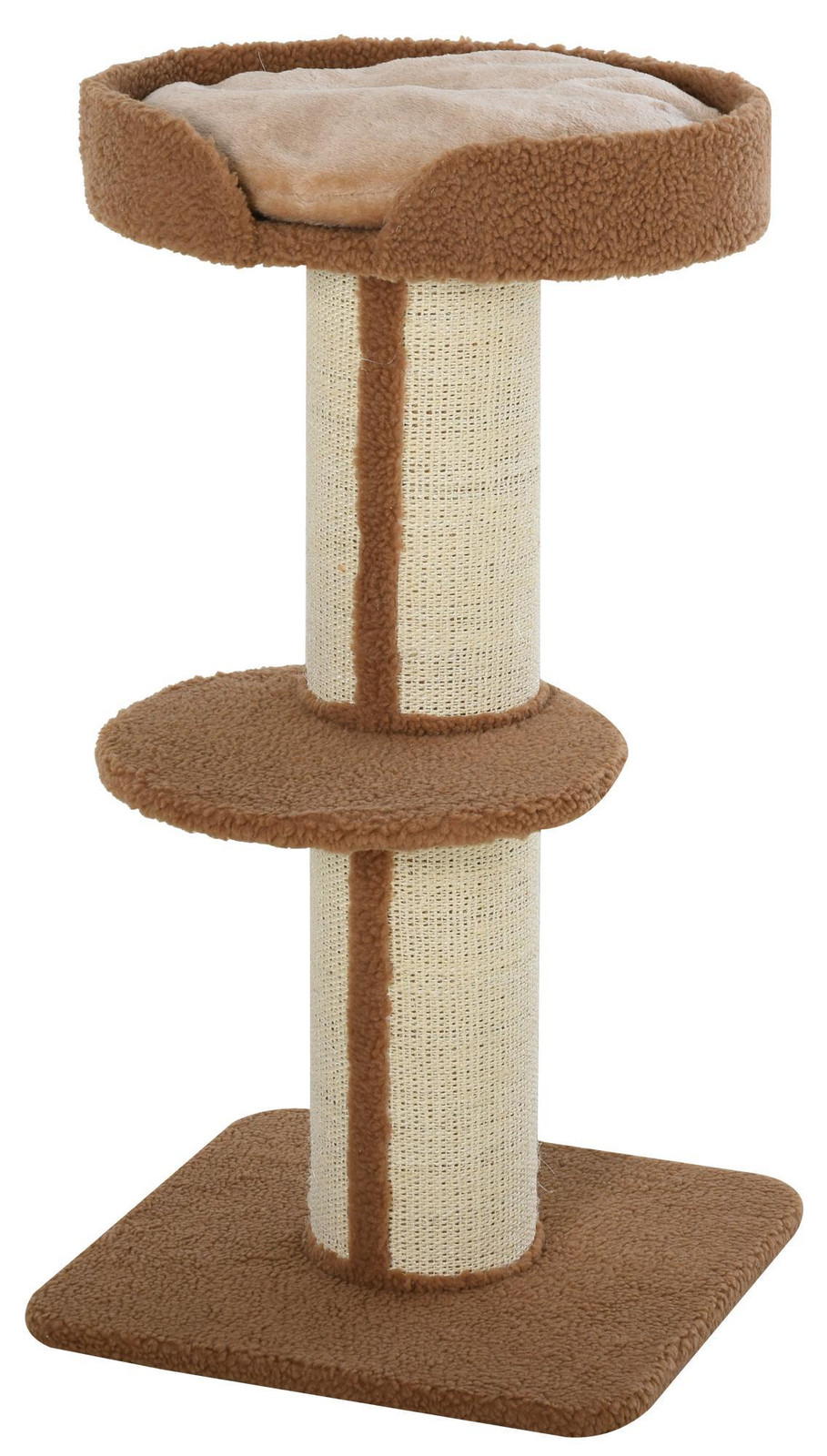 PawHut kattenboom met krabpaal en platform van sisal en pluche, lichtbruin