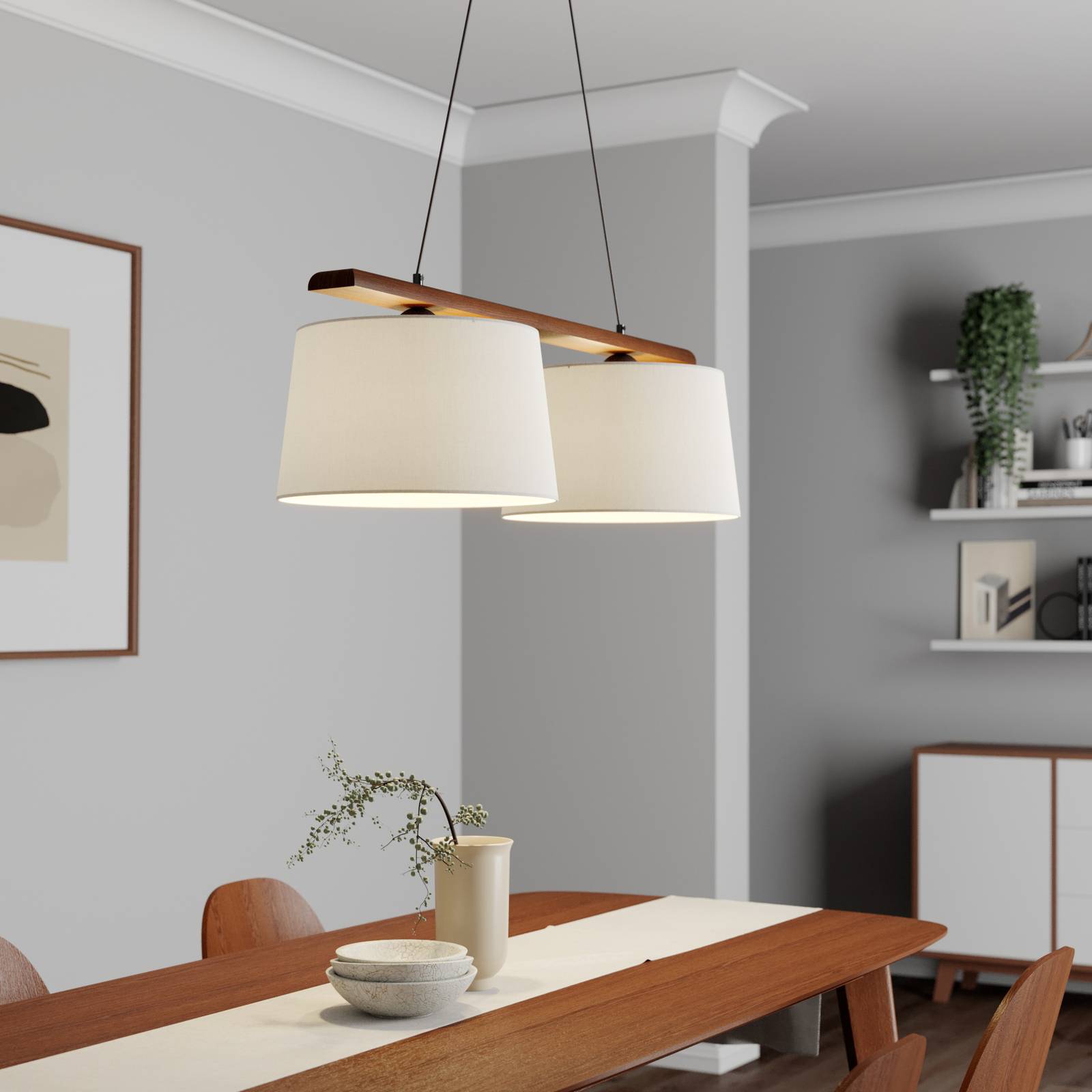 Wooden Pendant Light Sweden Lamkur, dimmable, Dark wood, Living / Dining Room, Wood, Ceiling Light