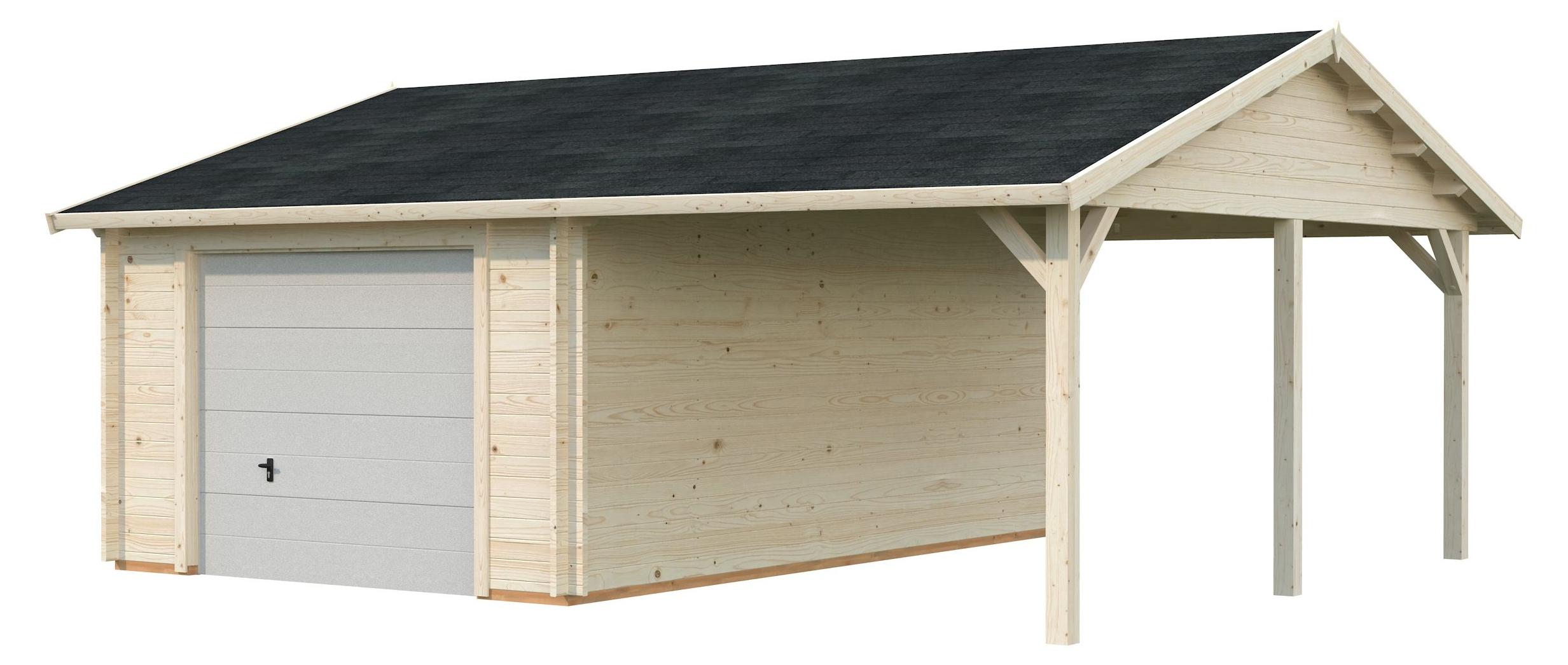 Einzelgarage Palmako Roger 19,0+16,2m² mit Sektionaltor 703 x 619 cm natur
