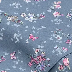 Baumwollstoff "Nostalgie Blümchen", jeansblau-color