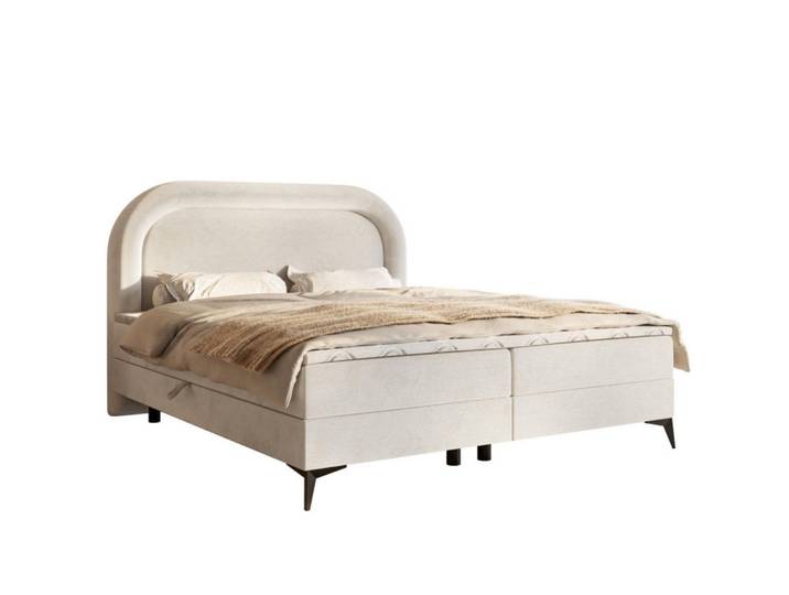 Sepro Meble Bett Hellbeige Rossini Kontinentalstil, Schwarz, Beige, 160x200 cm, Schlafzimmer, Betten, Polsterbetten