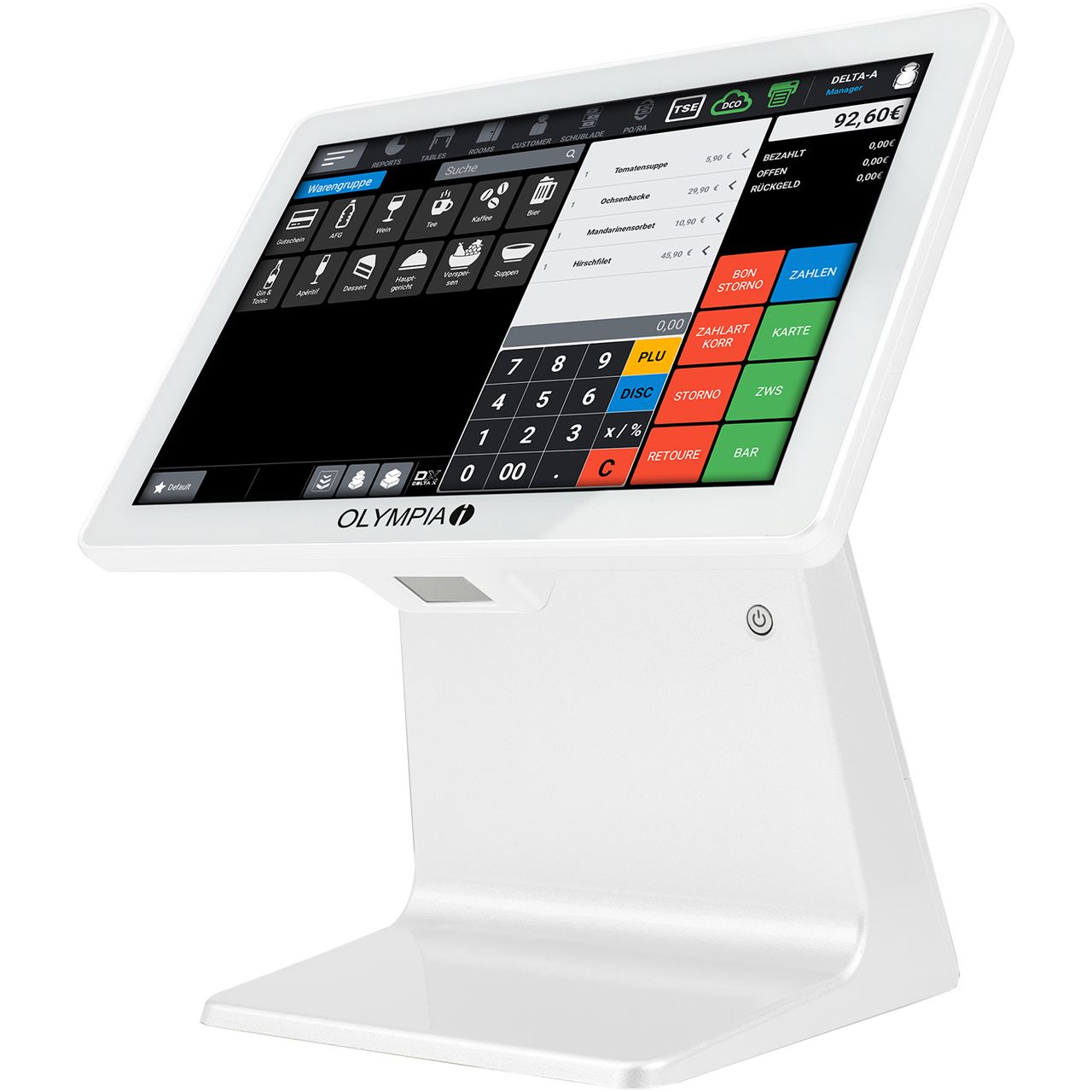 Olympia Registrierkasse TS10 +Scanner weiss